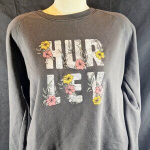 Hurley Dark Gray Soft Pullover Sweater Floral Women's L